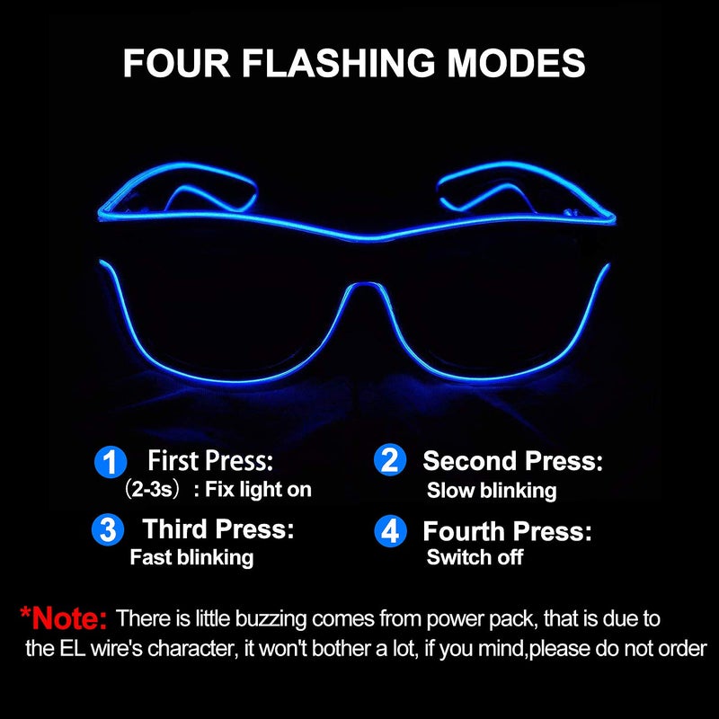 YouRfocus Wireless LED Light Up Glasses Glow in the Dark Neon Rave Glasses for Rave Party, EDM, Halloweenï¼ŒChristmas (White) - Image 3